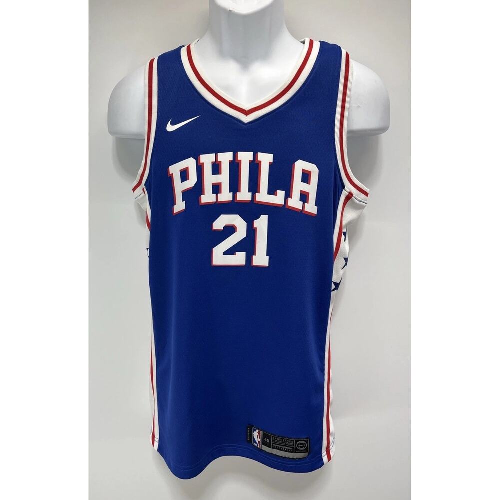 Nike Swingman Joel Embiid #21 Basketball Jersey Philadelphia 76ers NBA Sz S EUC